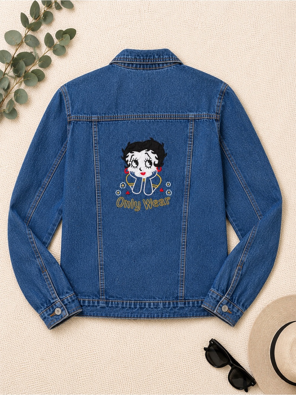 Only Wear Denim Jacket with Embroidered Betty Boop Back